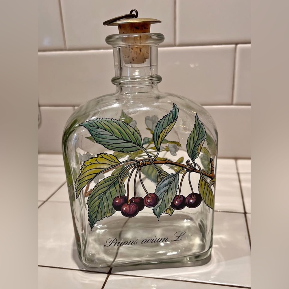 1990s Danish Michael Bang Krydder for Holmegaard Painted Glass Aquavit Decanter